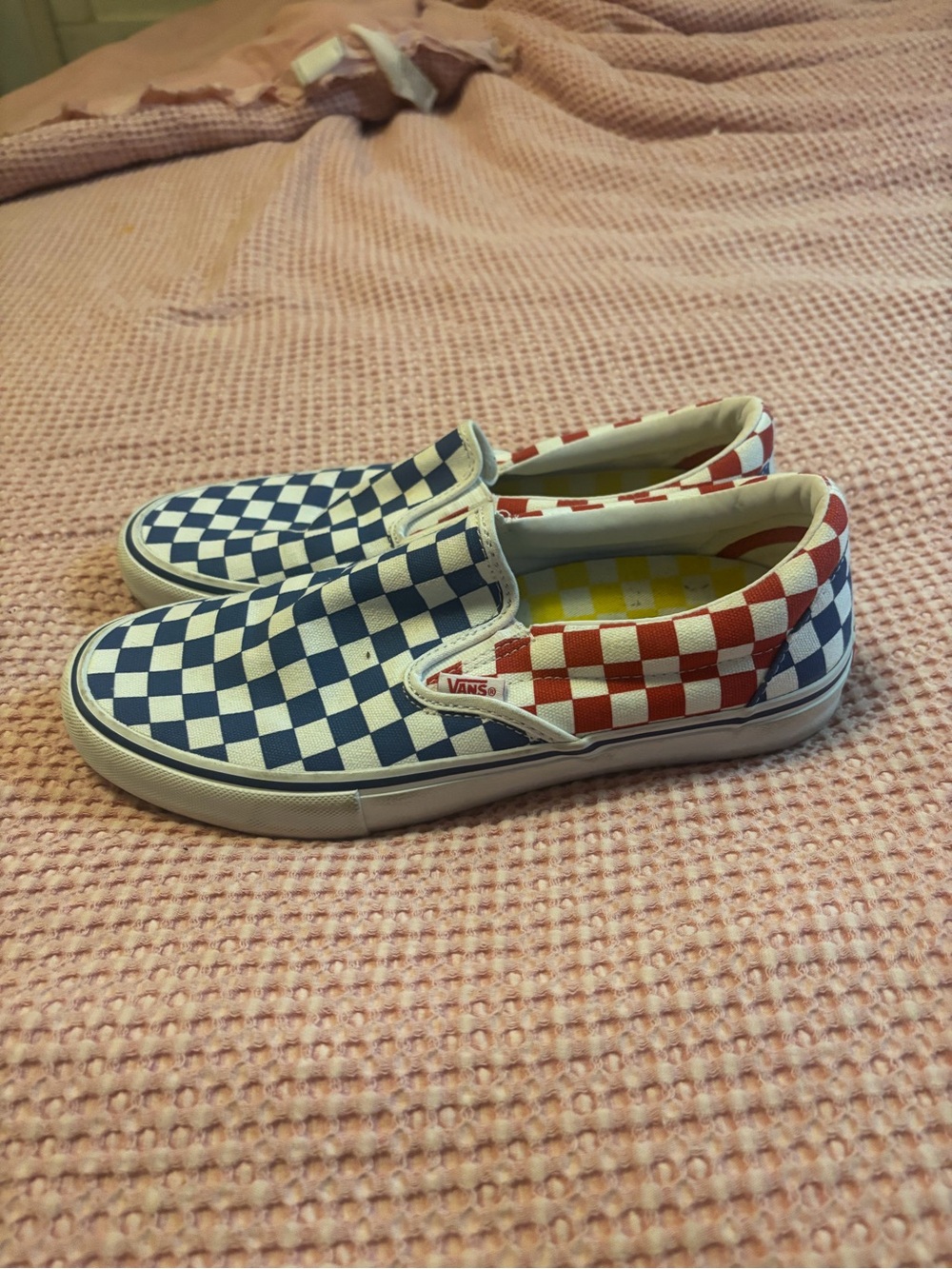 Vans Checkerboard Slip-On Sneakers - Blue & Red